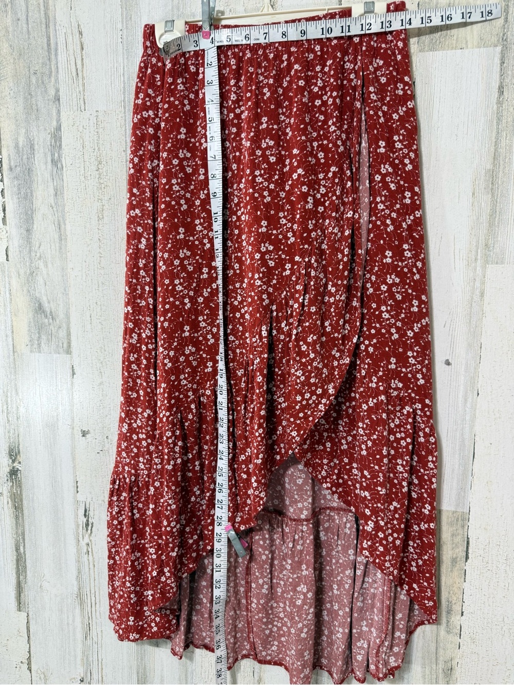 Blue Rain Red Floral Asymmetrical Hi-Low Wrap Skirt - Picture 7 of 11